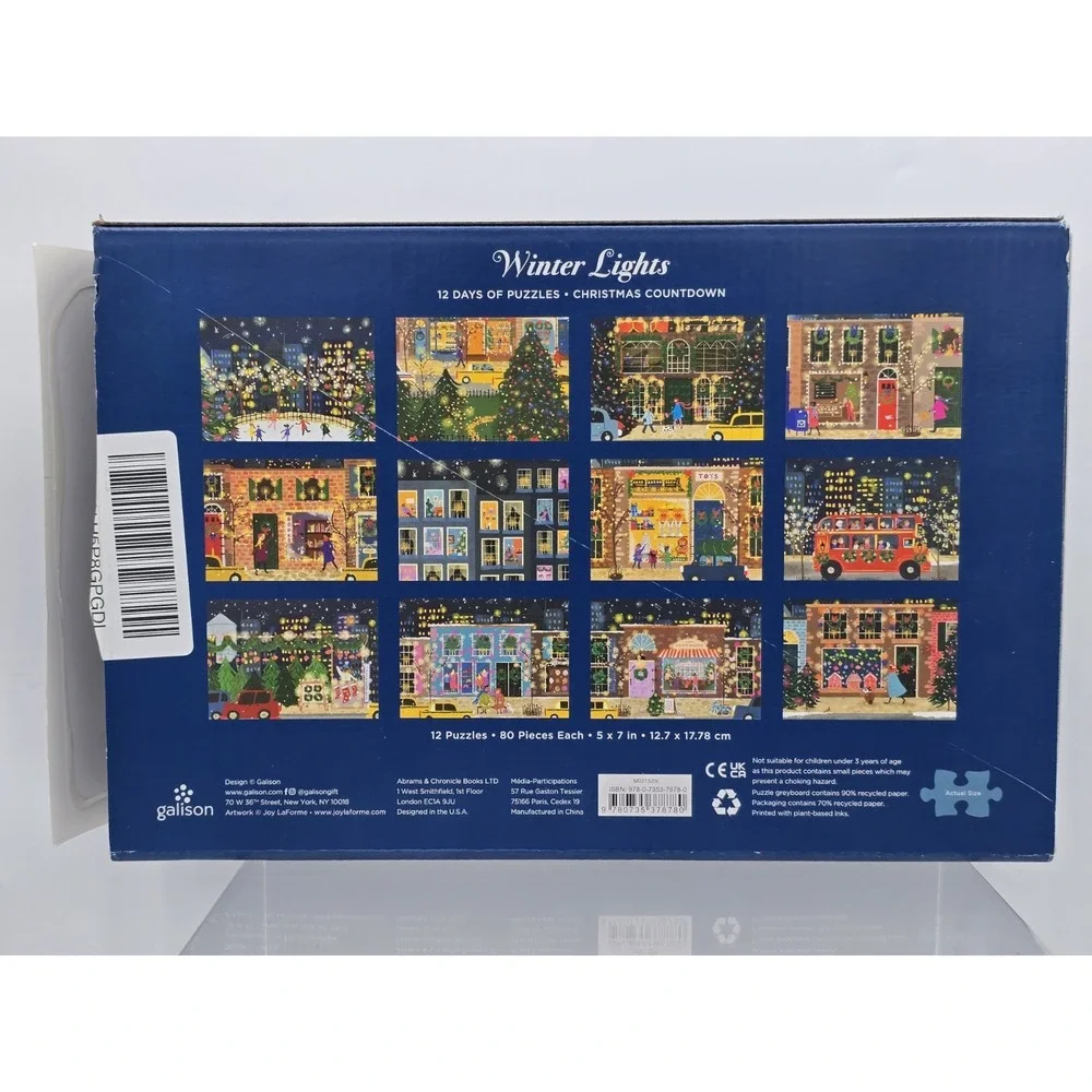 Galison Winter Lights Christmas Countdown‎ – 12 Days of Puzzles NEW OPEN BOX